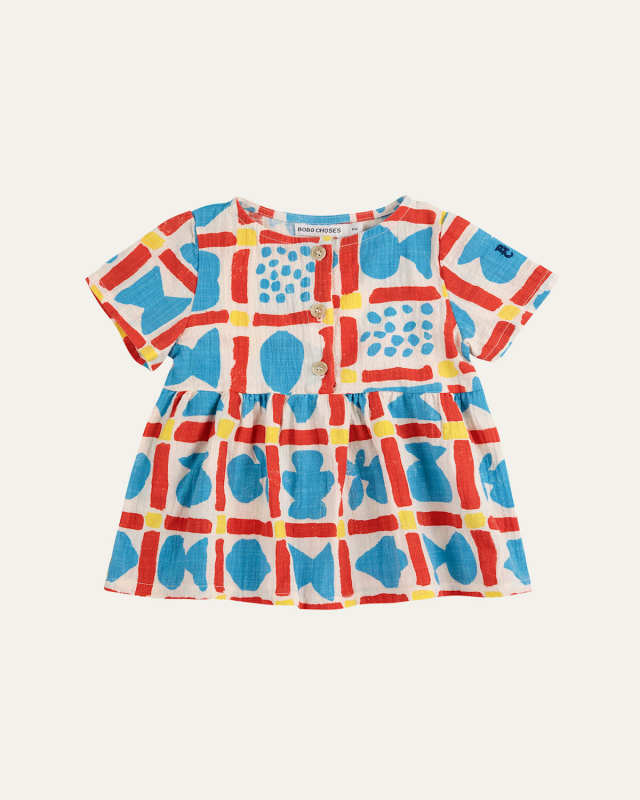 Girl's Geometric Printed Dress, Size Newborn-24